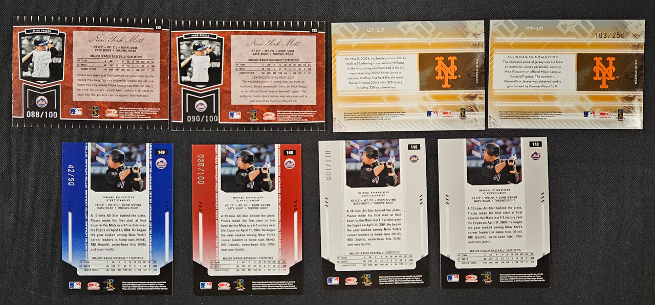 2004-05 Leaf Certified Materials/Cuts Mike Piazza Lot Of 8