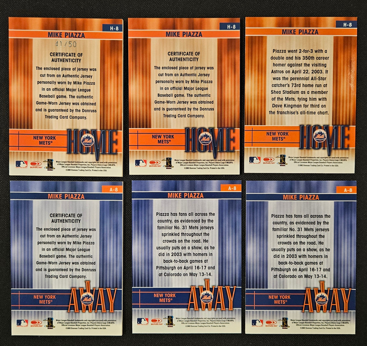 2004 Leaf Mike Piazza Lot of 6