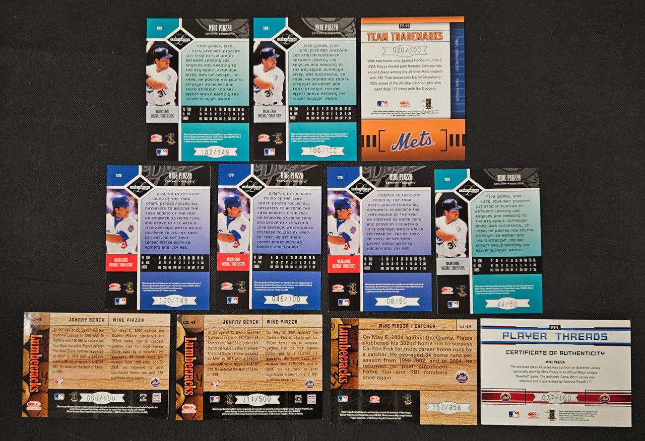 2004 Leaf Limited Mike Piazza Lot Of 11