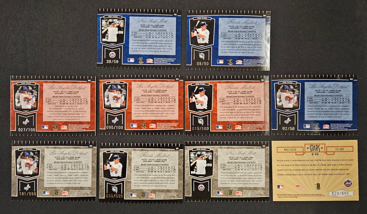 2004 Leaf Certified Cuts Mike Piazza Lot Of 10