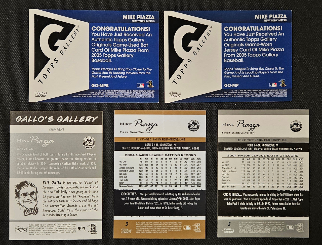 2005 Topps Gallery Mike Piazza Lot Of 5