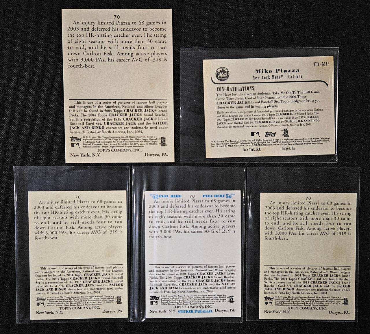 2004 Topps Cracker Jack Mike Piazza Lot Of 5
