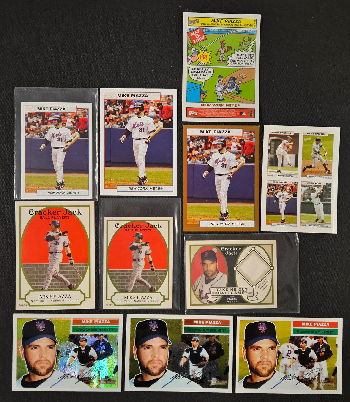 2005 Topps Heritage/Cracker Jack/Bazooka Mike Piazza Lot Of 11