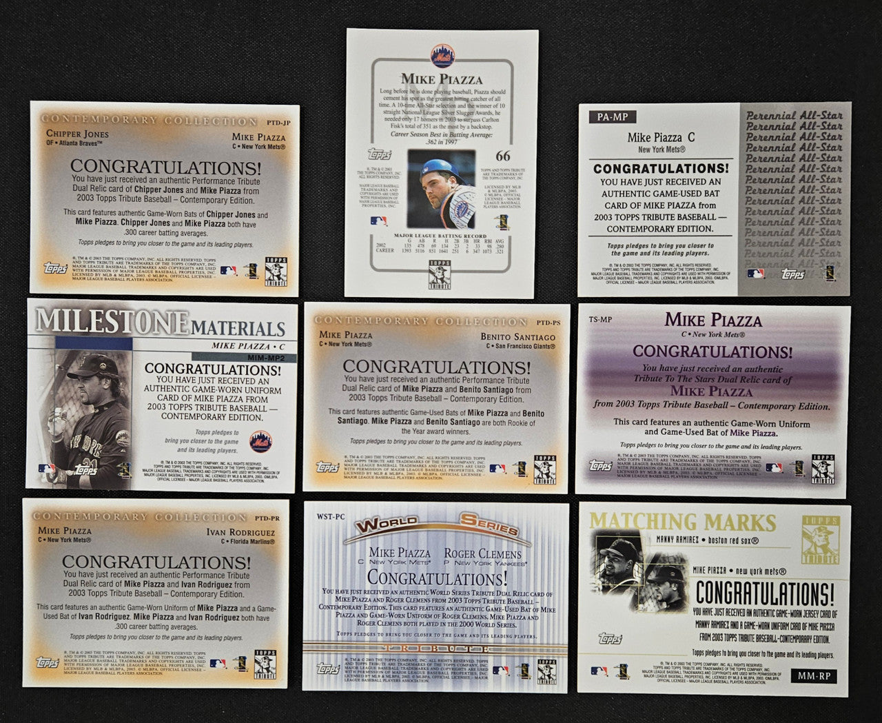 2003 Topps Tribute Contemporary Mike Piazza Lot Of 9