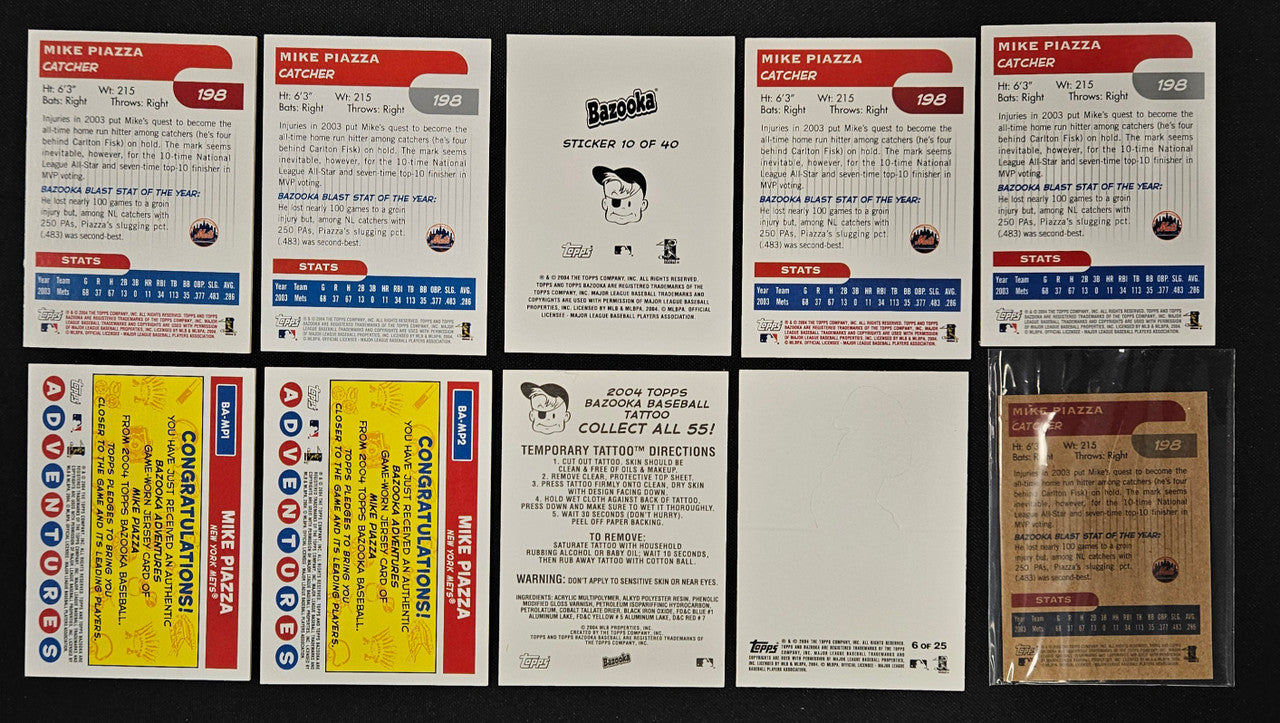2004 Topps Bazooka Mike Piazza Lot Of 10