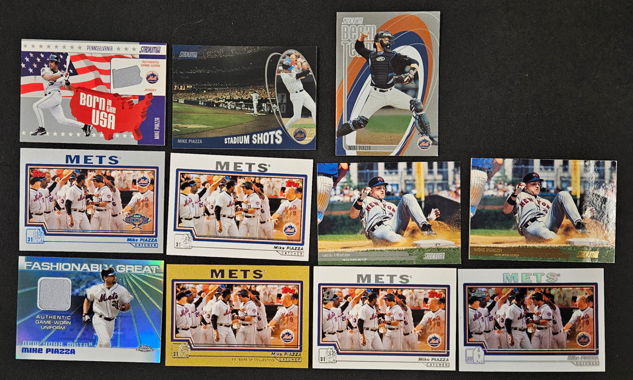 2002-04 Topps Chrome/Stadium Club Mike Piazza Lot Of 11