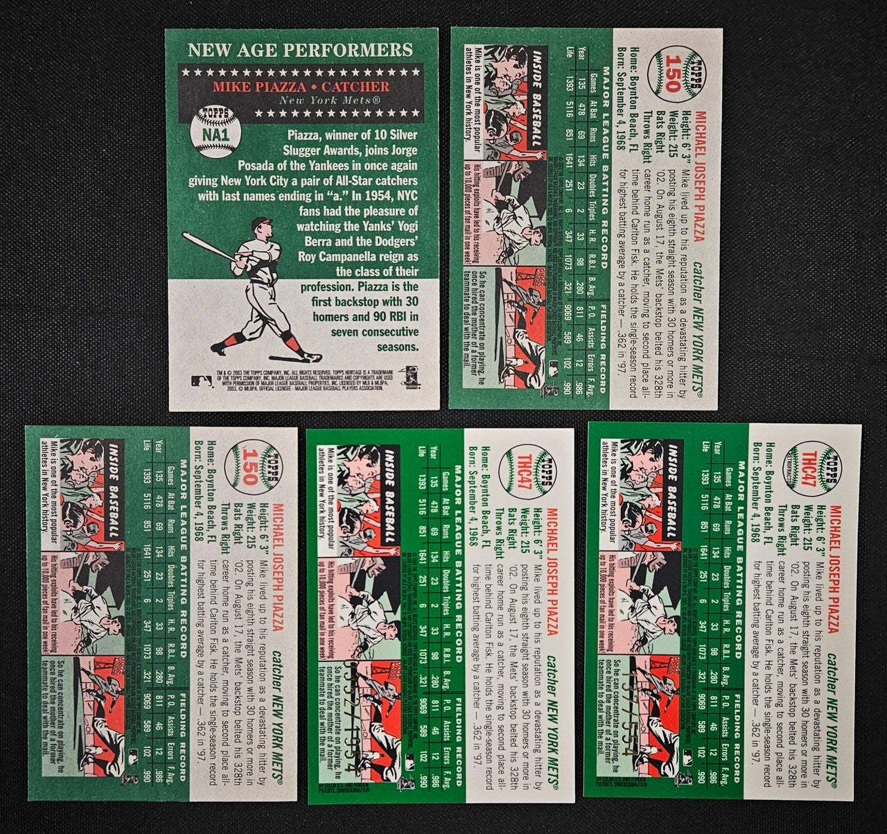 2003 Topps Heritage Mike Piazza Lot Of 5