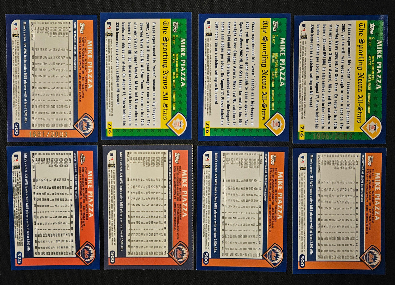 2003 Topps/Chrome Mike Piazza Lot Of 8