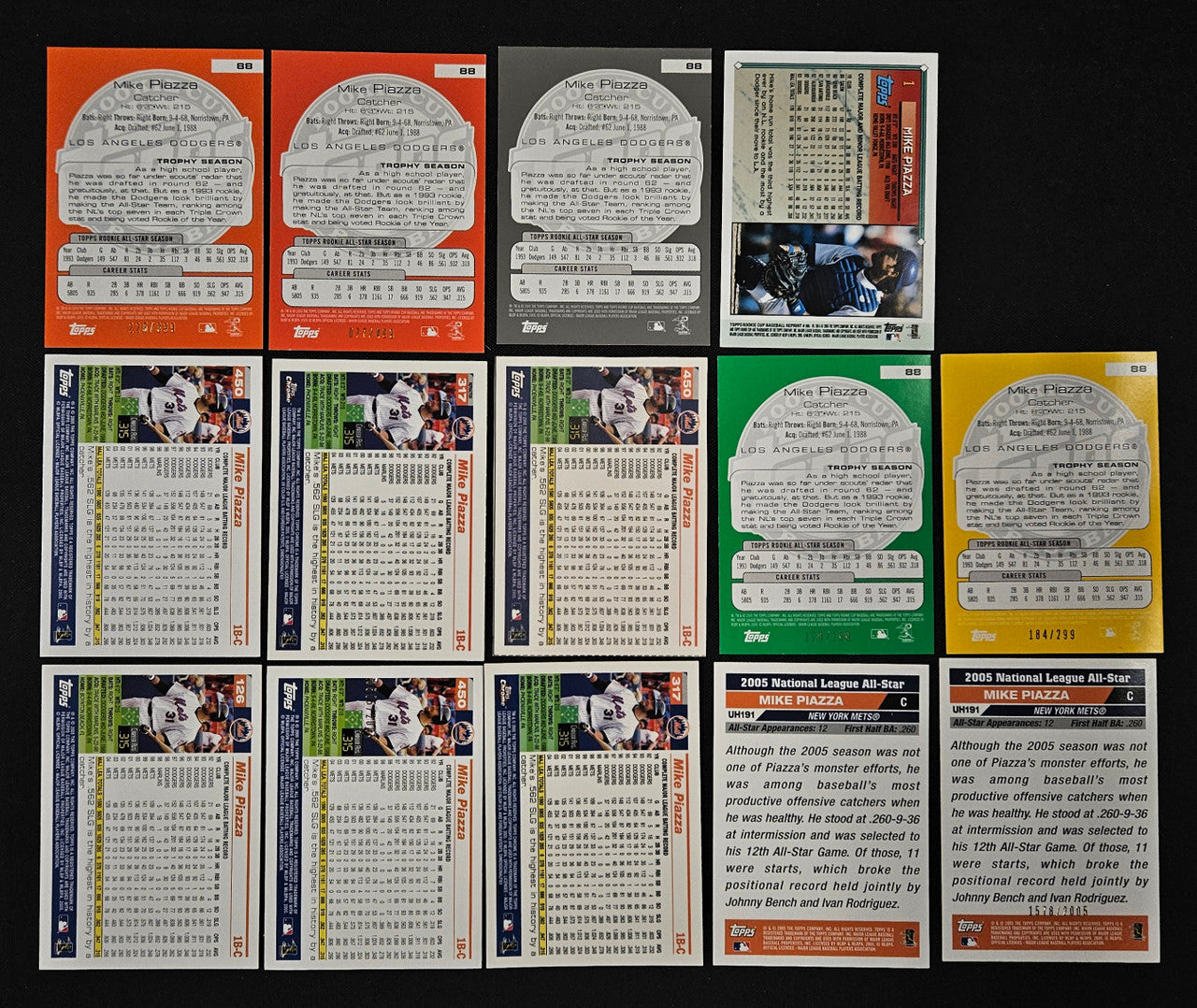 2005 Topps/Rookie Cup/Chrome Mike Piazza Lot Of 14