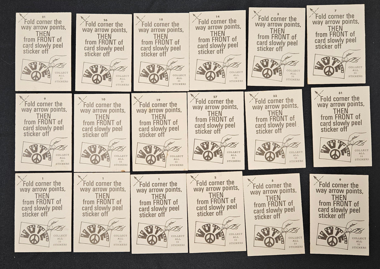1972 Donruss Super Bubble Gum Vote Stickers Lot Of 18 EX