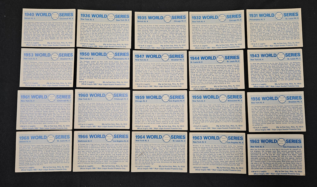 1970 Fleer Laughlin World Series Lot Of 39 EX