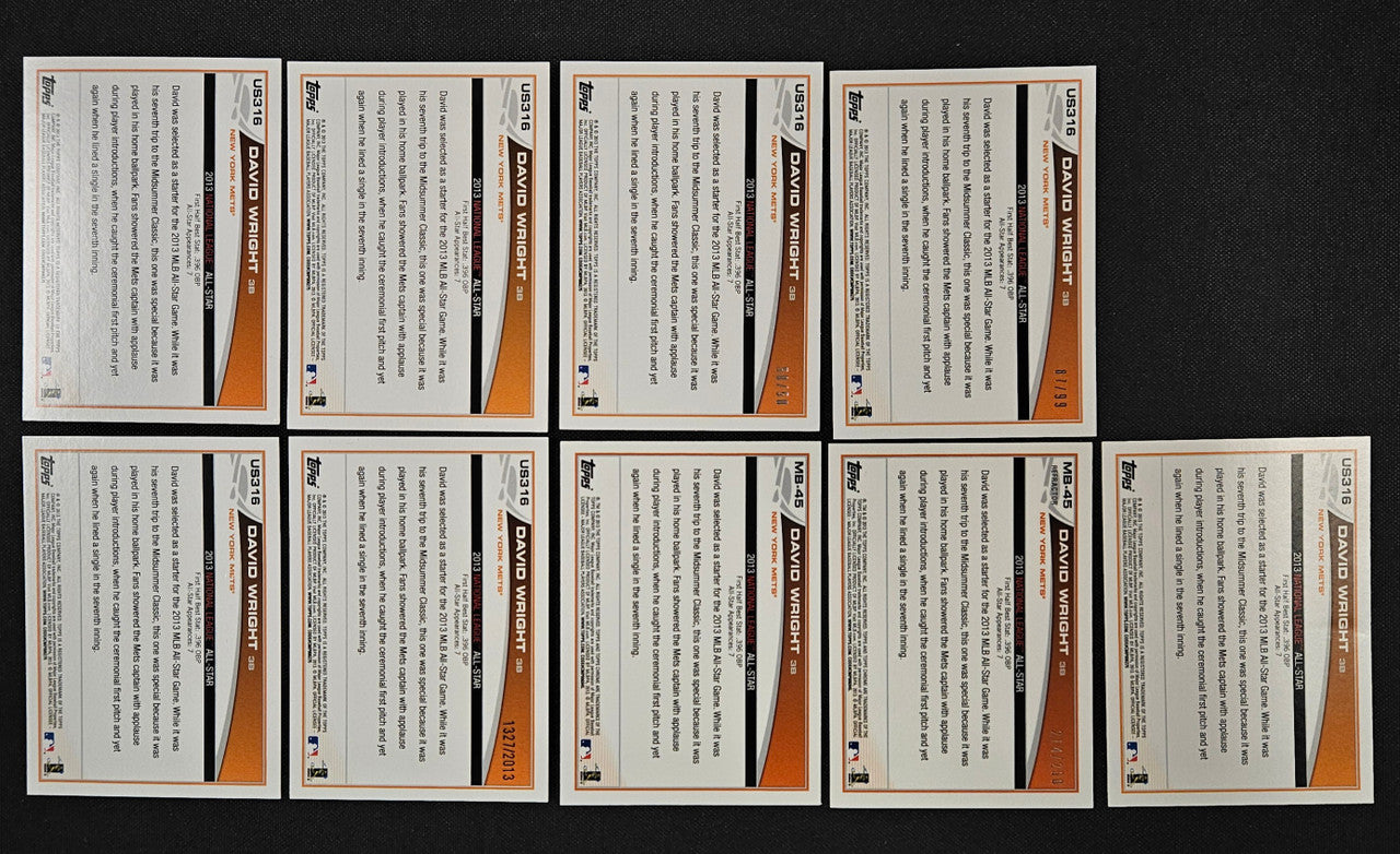 2013 Topps/Chrome David Wright All-Star Game Lot Of 9