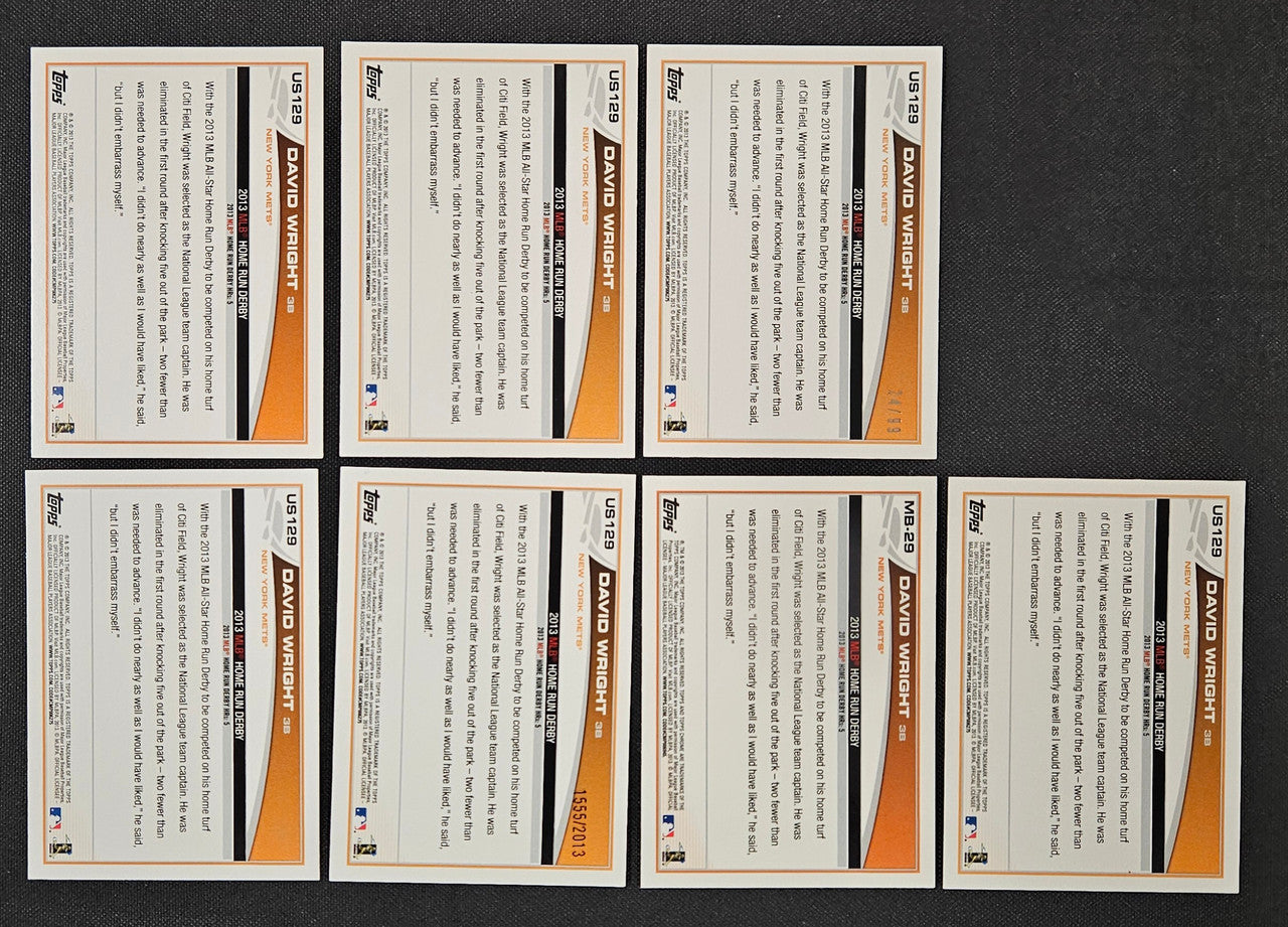 2013 Topps/Chrome David Wright Home Run Derby Lot Of 7