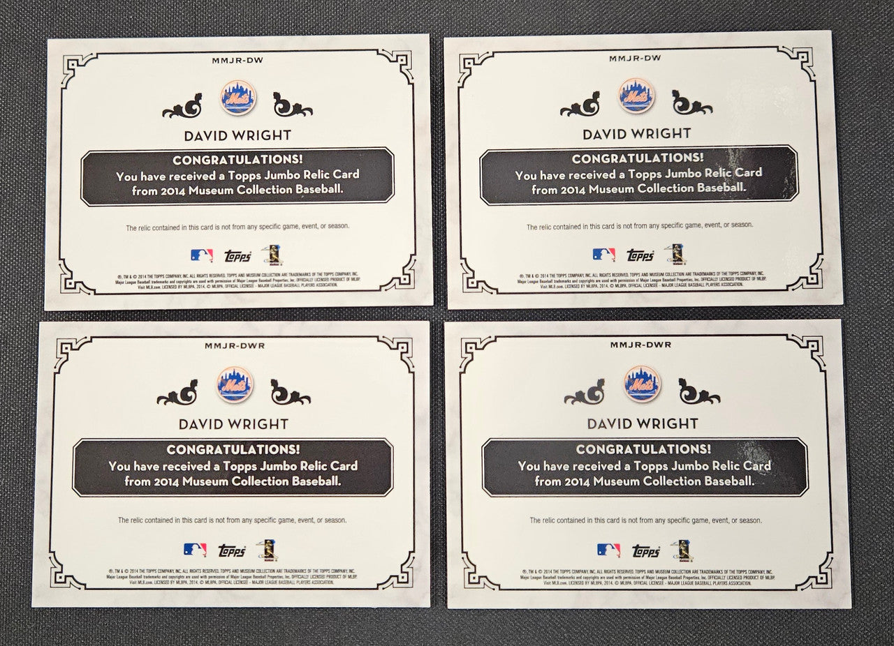 2014 Museum Collection David Wright Momentous Material Lot Of 4