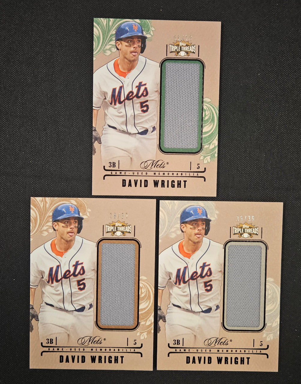 2014 Topps Triple Threads David Wright Unity Jumbo Patch Lot Of 3