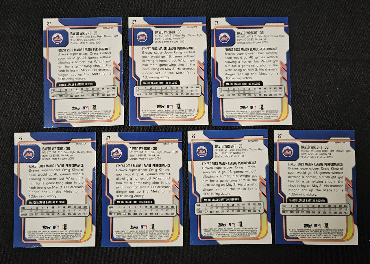 2014 Topps Finest David Wright Lot Of 7