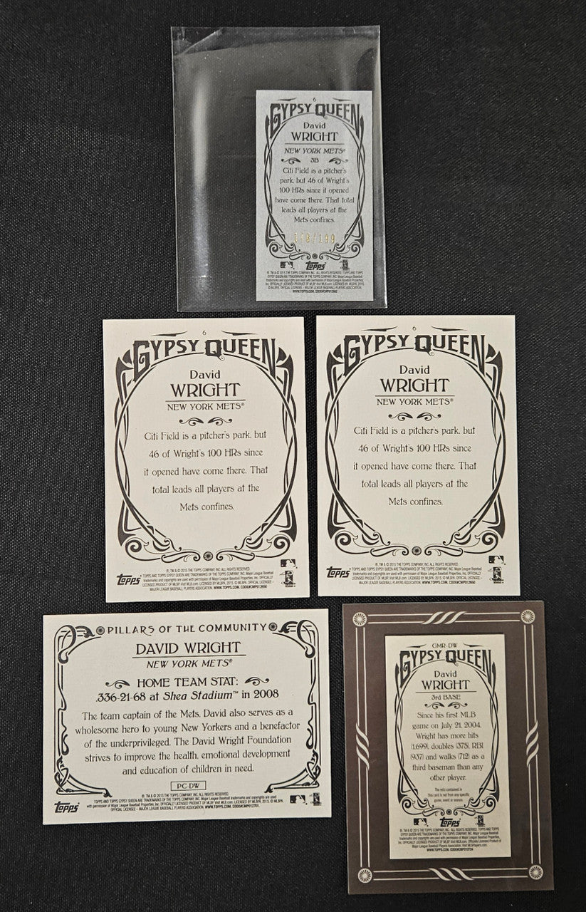 2015 Topps Gypsy Queen David Wright Lot Of 5