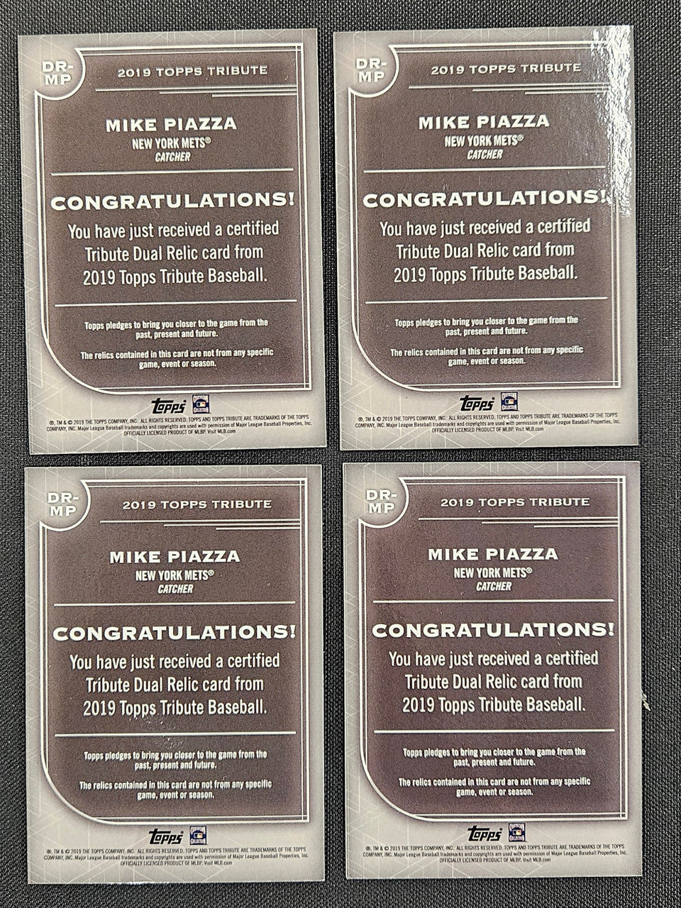 2019 Topps Tribute Mike Piazza Dual Relic Lot Of 4