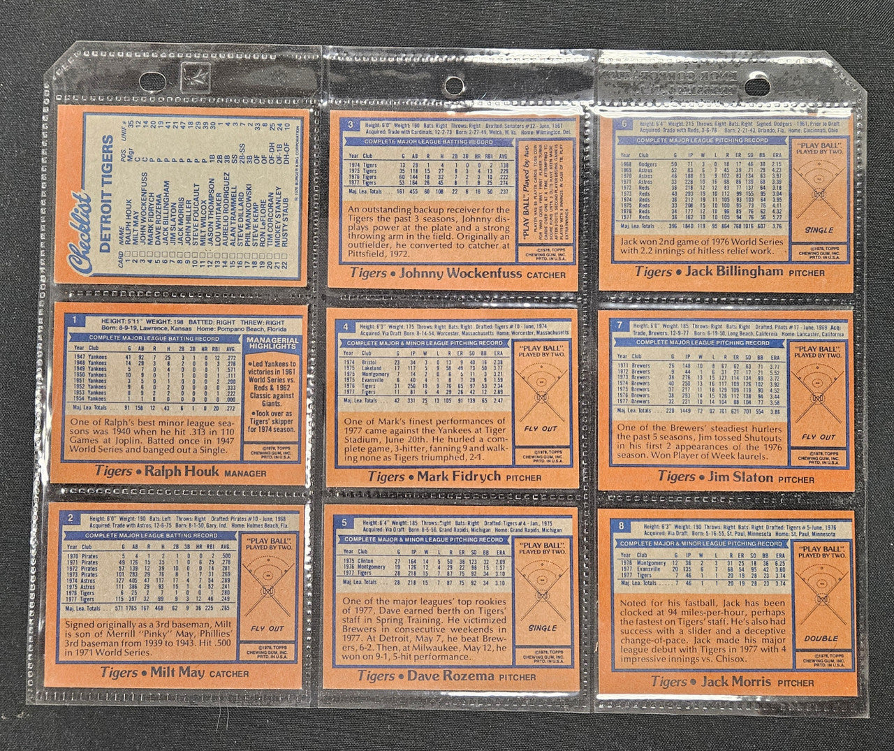 1978 Topps Burger King Detroit Tigers Complete Set Trammell / Whitaker EX/MT-NM