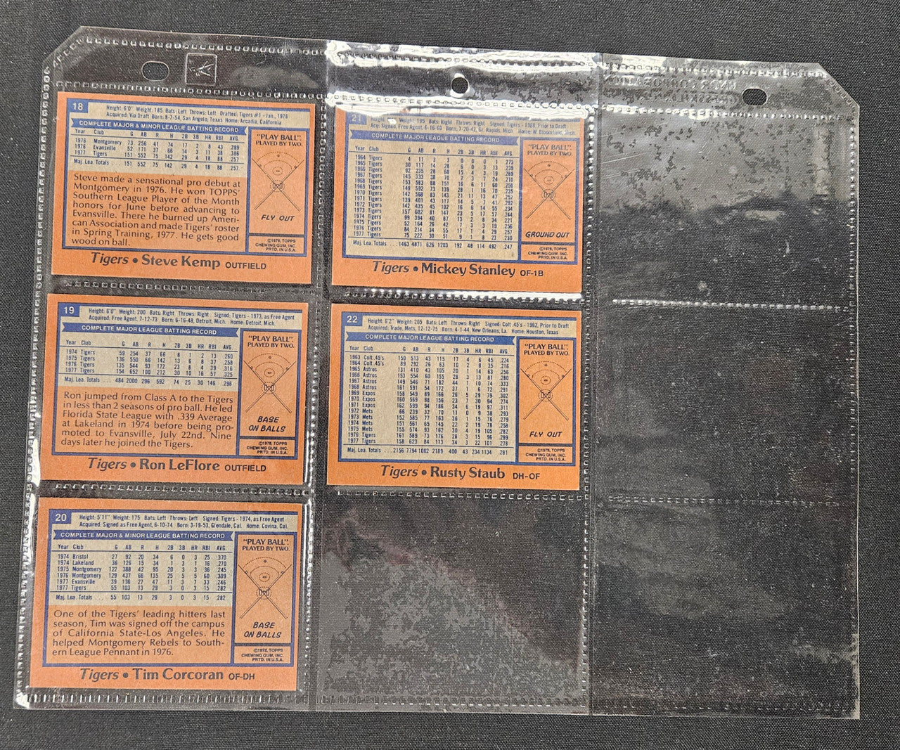 1978 Topps Burger King Detroit Tigers Complete Set Trammell / Whitaker EX/MT-NM