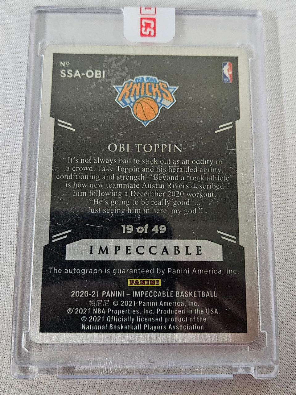 2020-21 Panini Impeccable Obi Toppin RC Purple Stainless Stars Auto /49 #SSA-OBI
