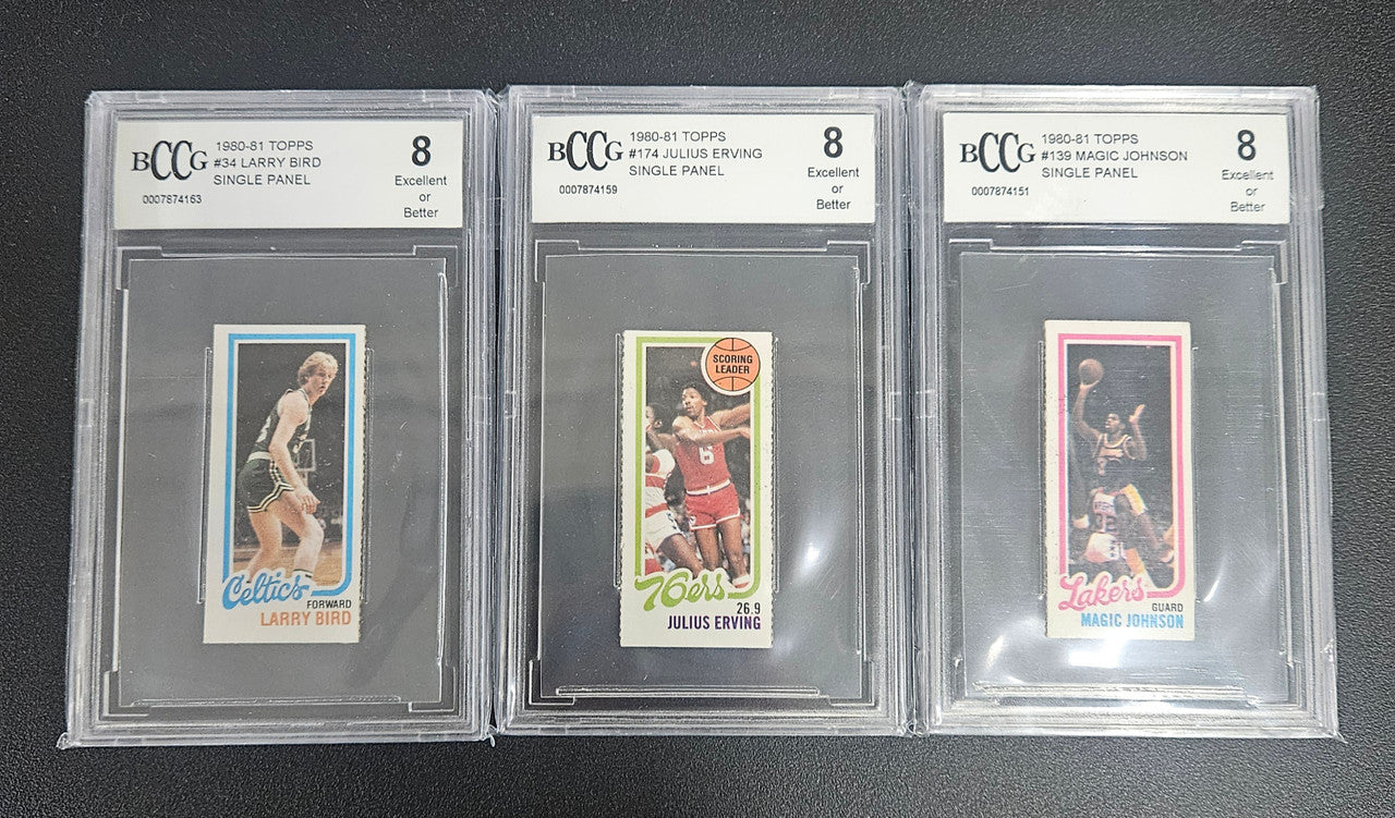 1980-81 Topps Bird/Erving/Johnson RC Separated #34/174/139 All BCCG 8