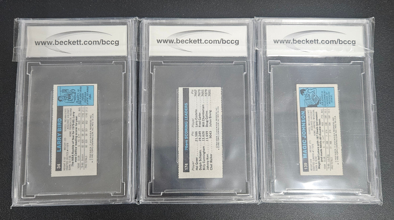 1980-81 Topps Bird/Erving/Johnson RC Separated #34/174/139 All BCCG 8