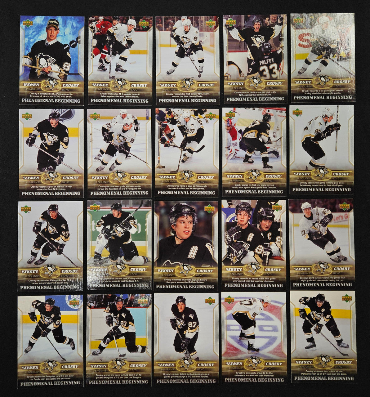 2005-06 Upper Deck Sidney Crosby RC Phenomenal Beginning Complete Set of 20 "A"