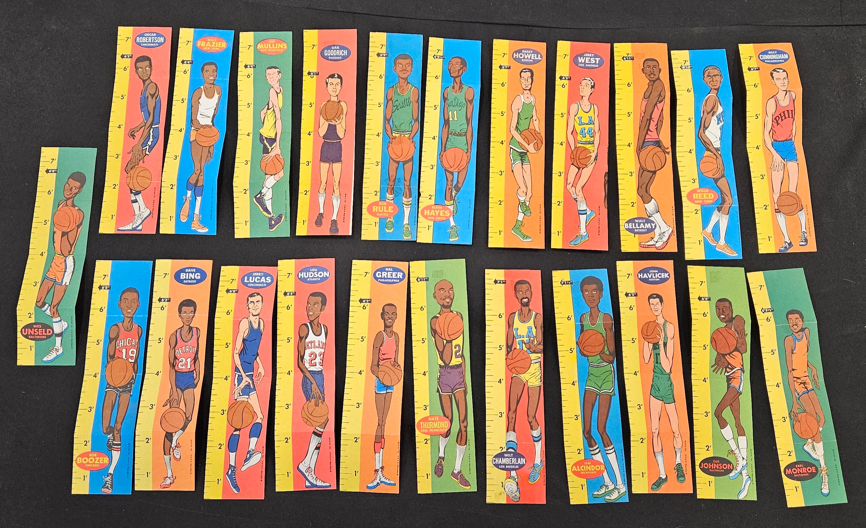 1969/70 Topps Basketball Rulers Complete Set (23) Mixed Grade