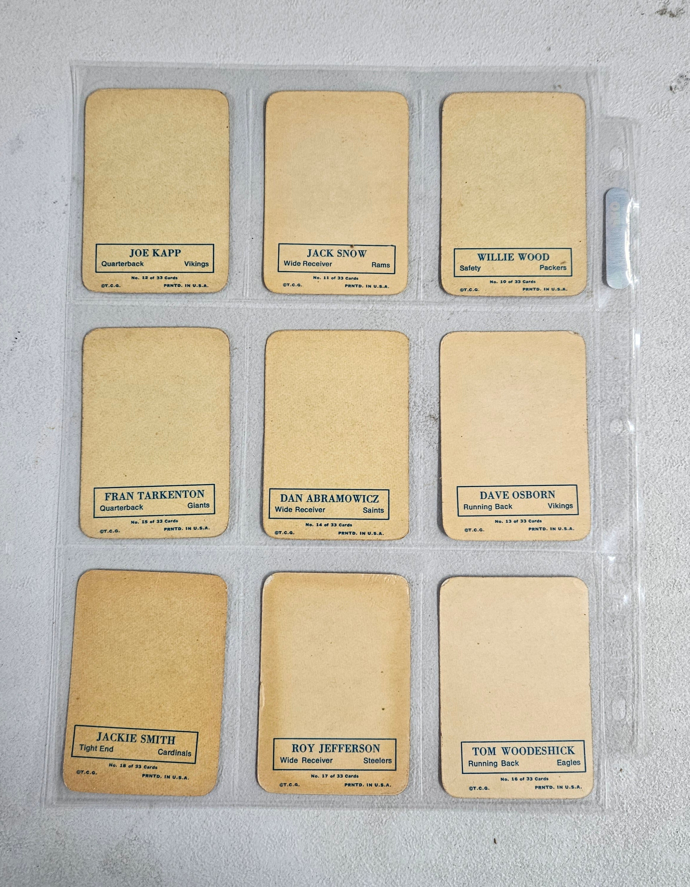 1970 Topps Football Glossy Complete Set EX