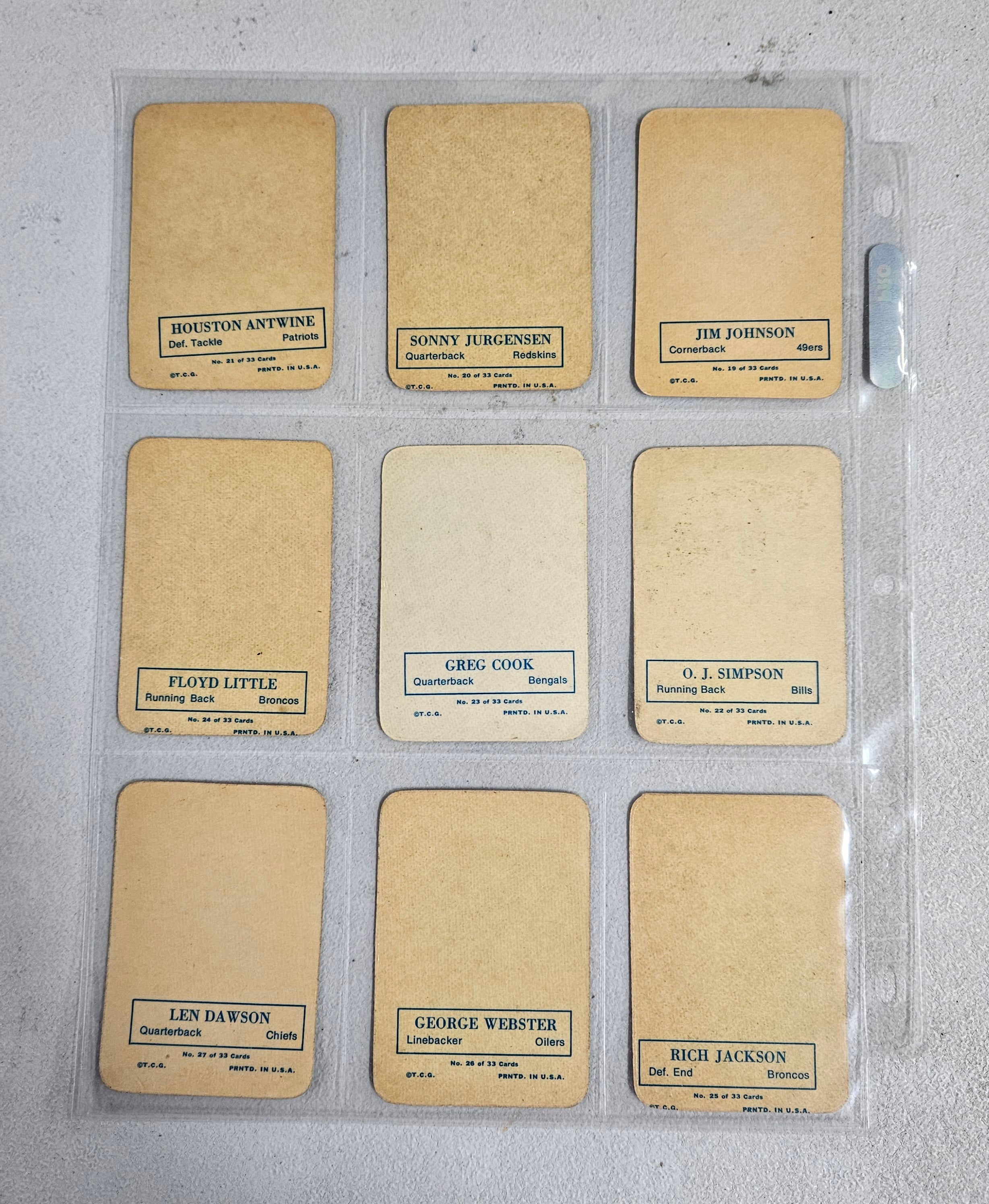 1970 Topps Football Glossy Complete Set EX