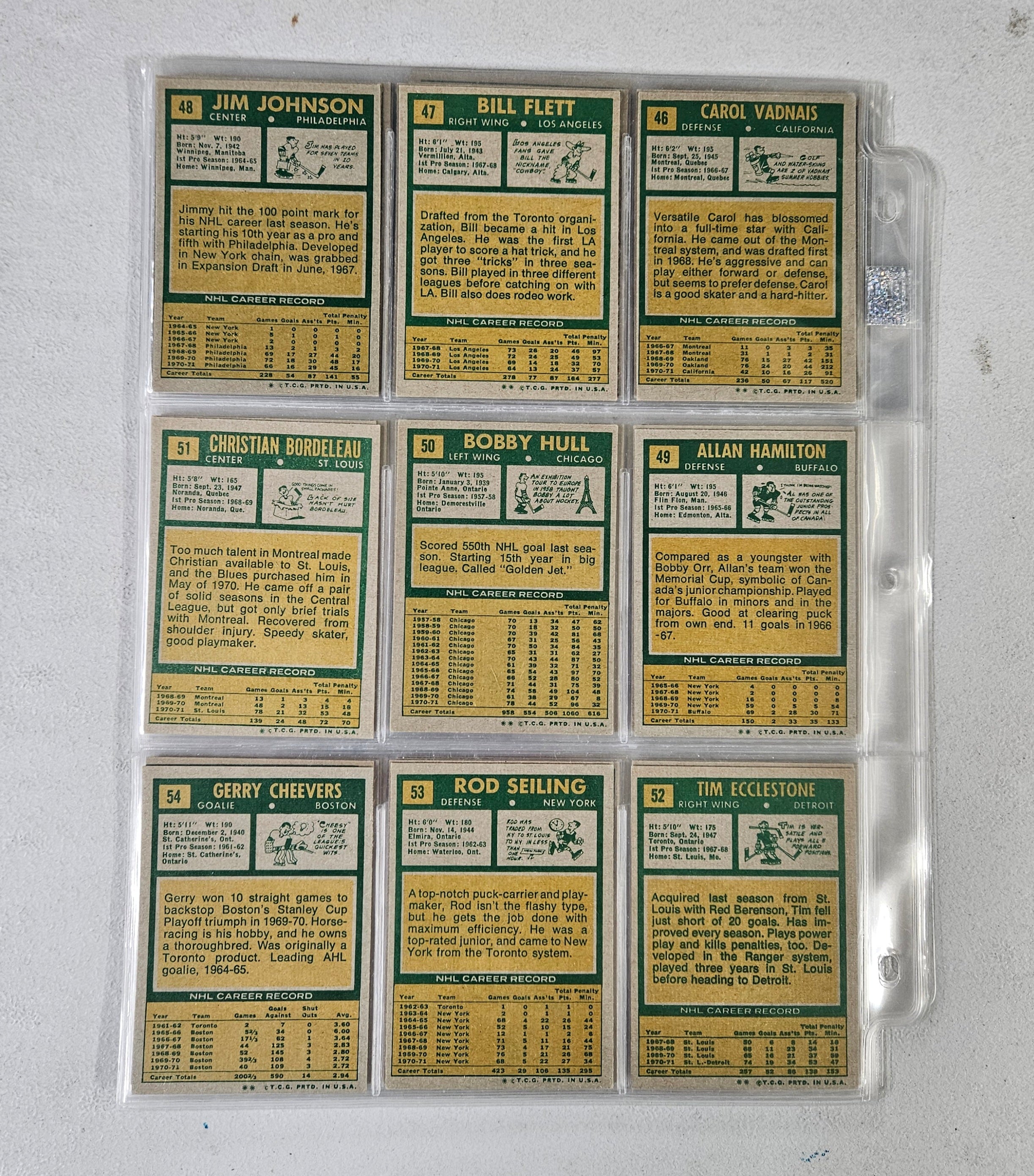 1971-72 Topps Hockey Complete Set EX-MT
