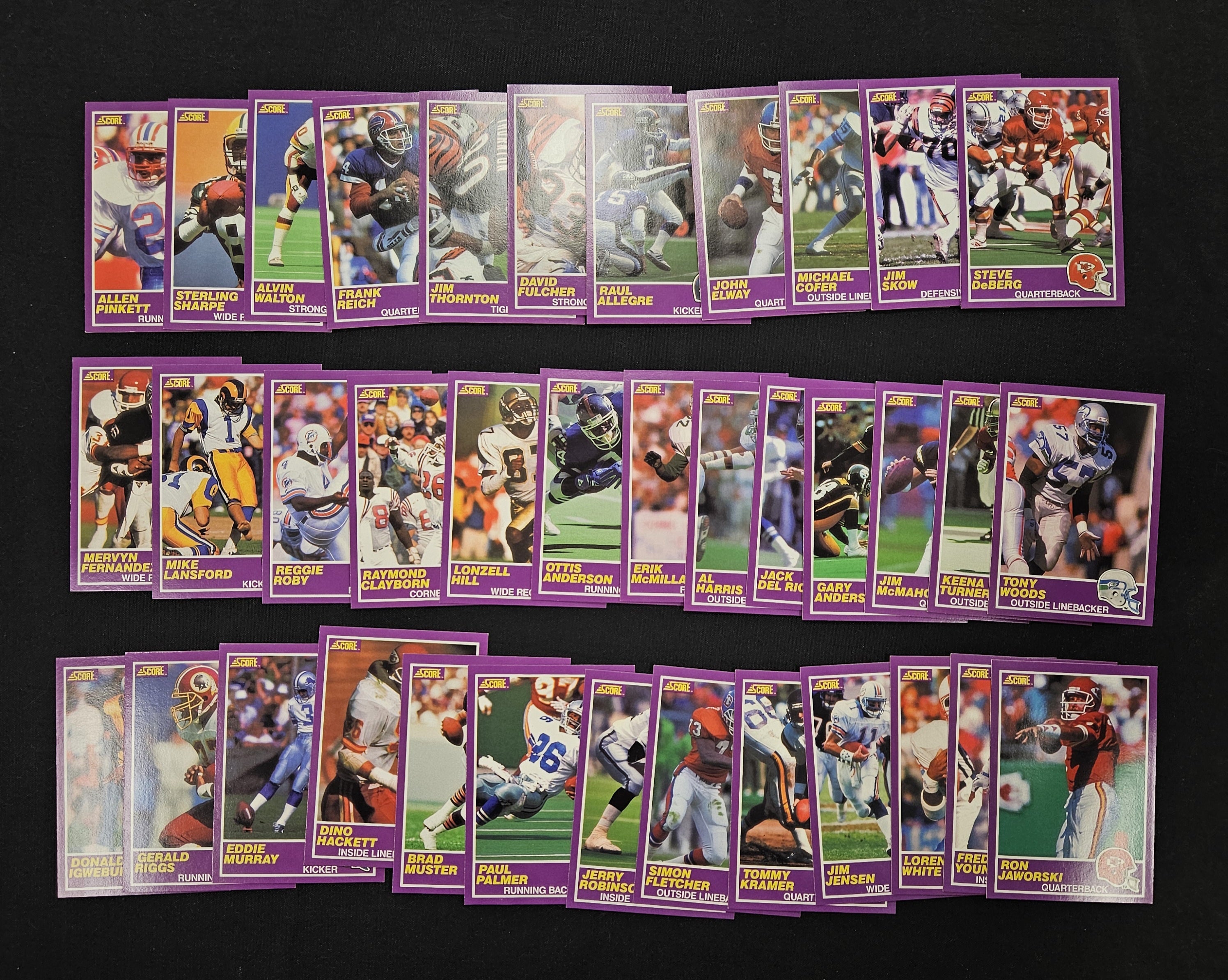 1989 Score Football Supplemental Set #331-#440 With 10 Magic Motion Trivia Cards