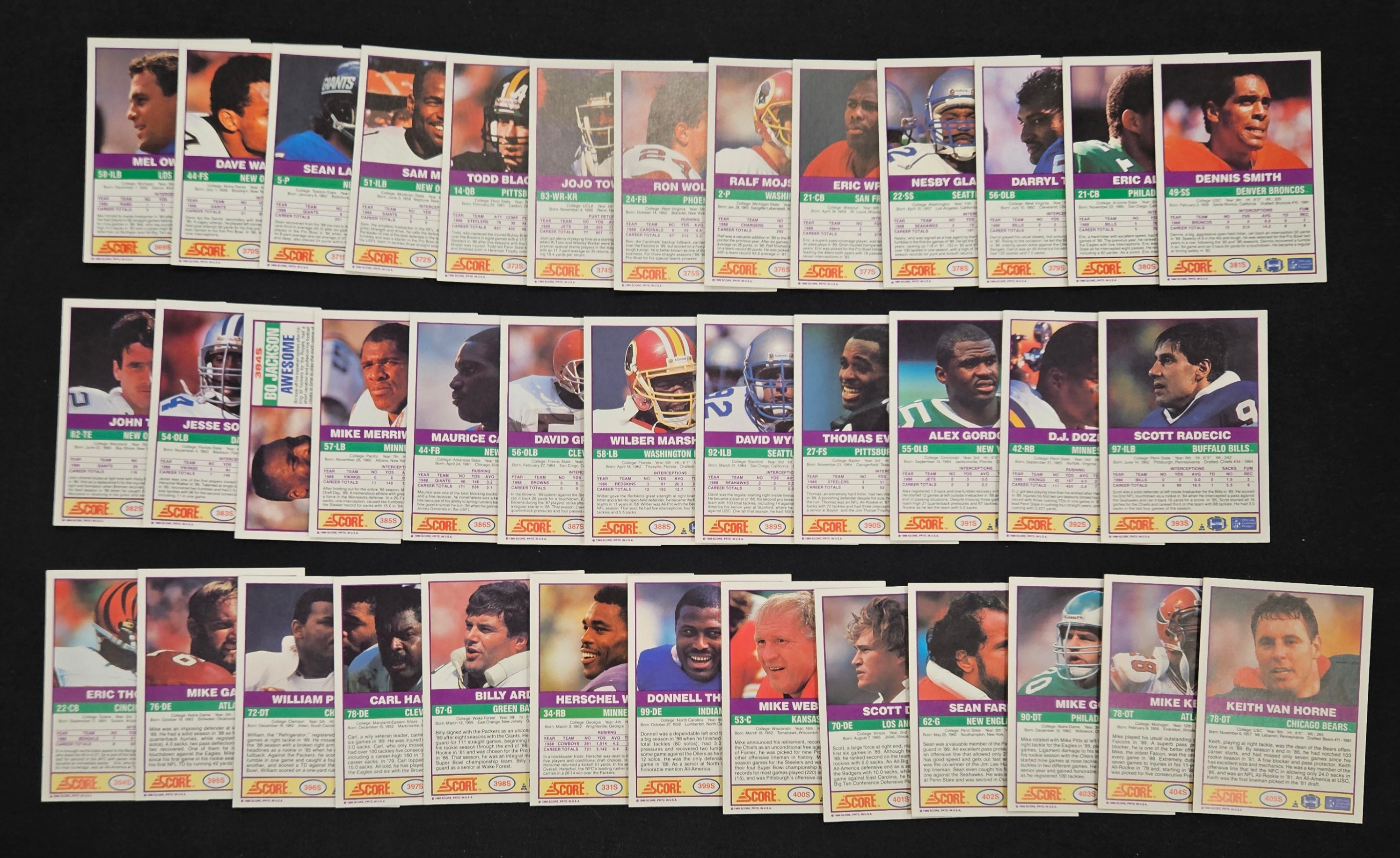 1989 Score Football Supplemental Set #331-#440 With 10 Magic Motion Trivia Cards