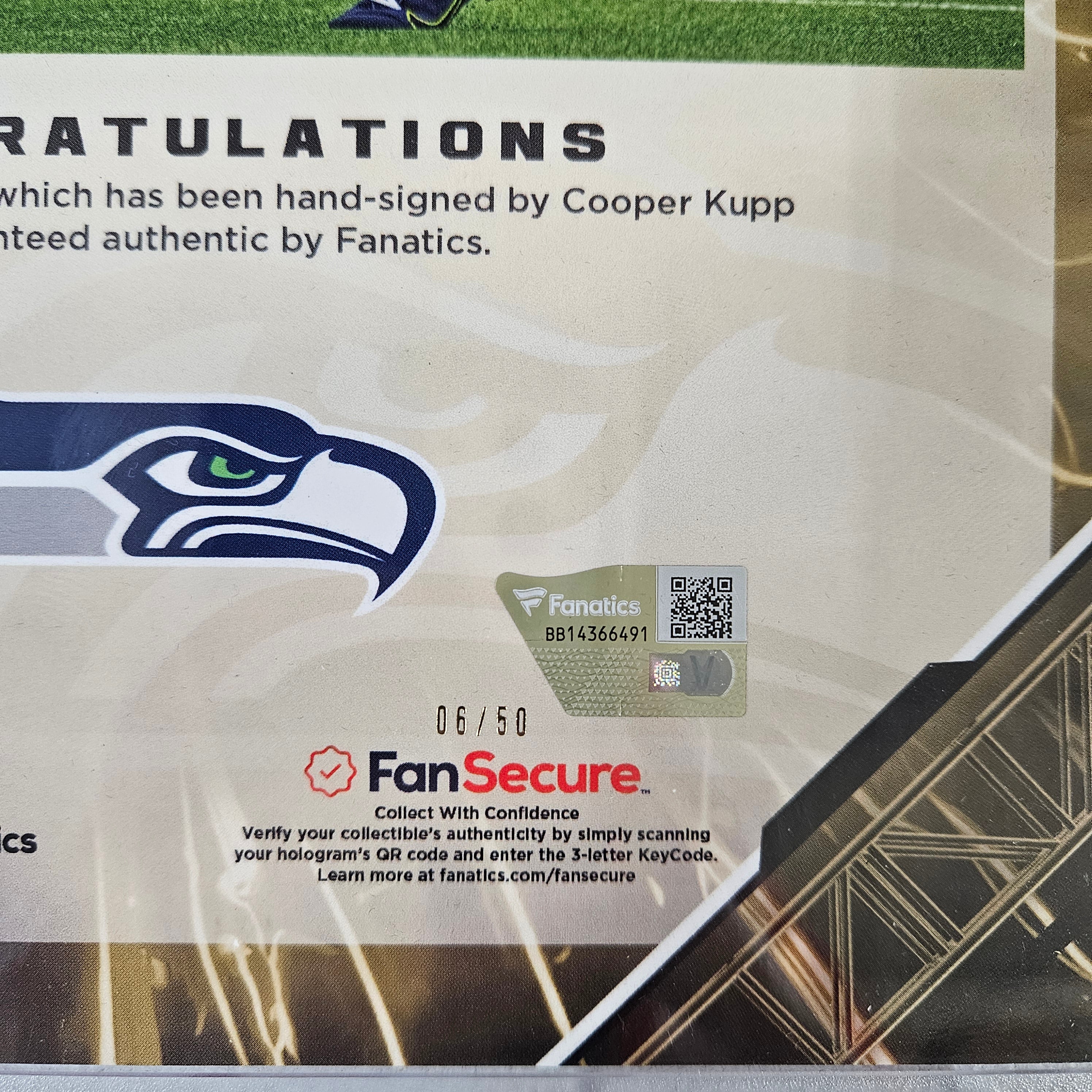 2025 Under Wraps Emanate Cooper Kupp Gold Auto /50 Fanatics Authentic