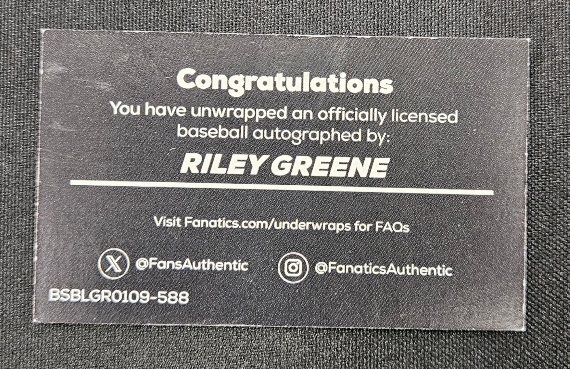 Riley Greene Signed Autographed Rawlings MLB Baseball Fanatics Authentic