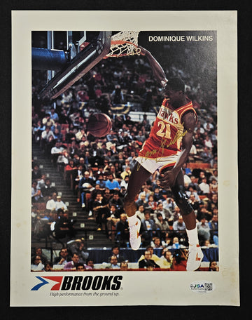 Dominique Wilkins Signed Autographed 8 1/2 x 11 Brooks Promo JSA Authentic