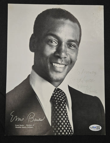 Ernie Banks Signed Autographed Medalist Sports Advisory Promo JSA Authentic