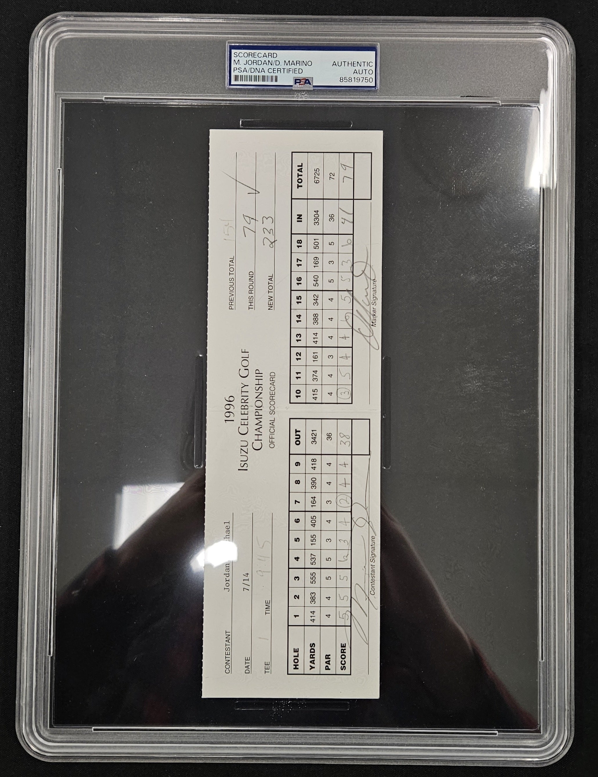 1996 Michael Jordan/Dan Marino Signed Autographed Golf Score Card PSA Authentic