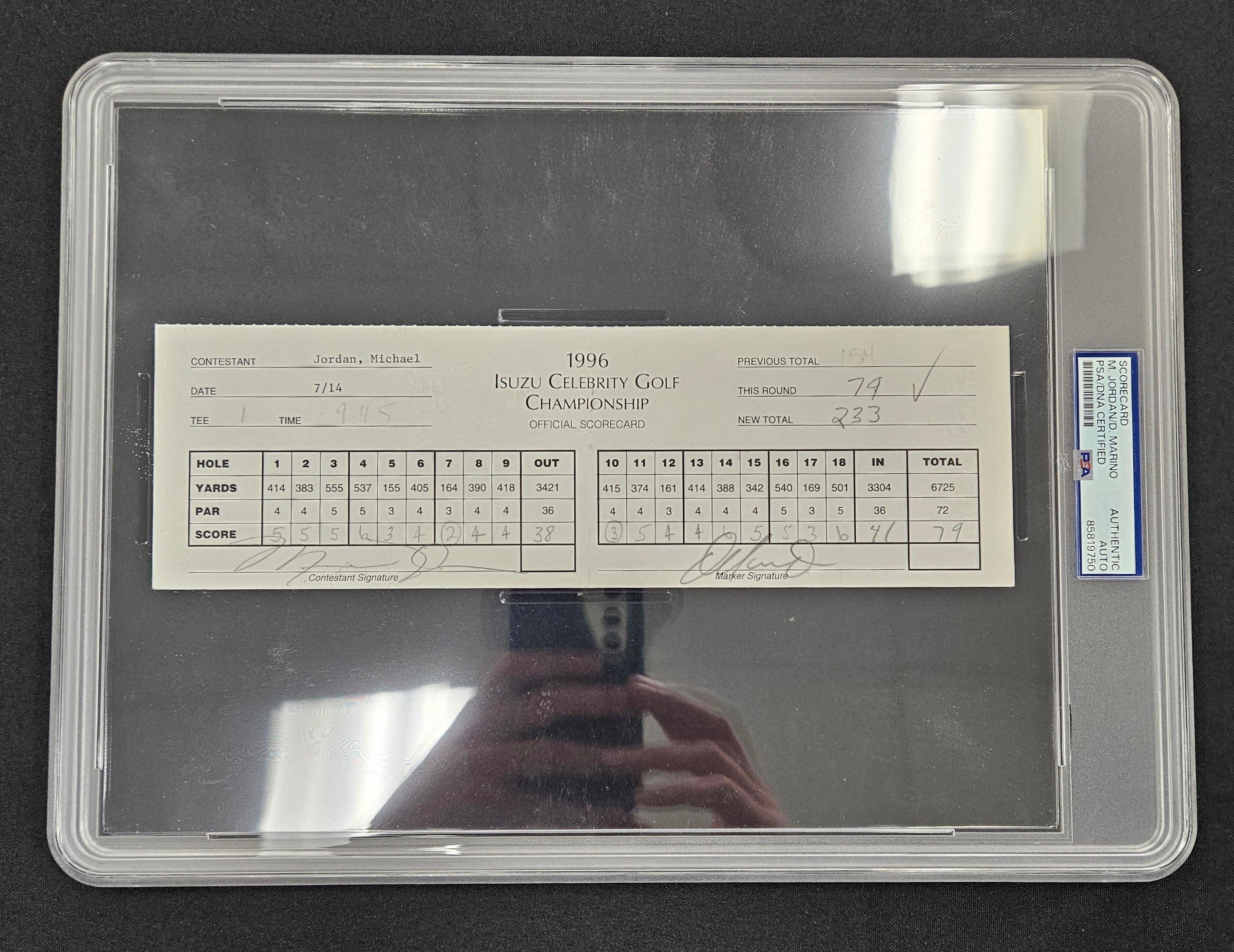 1996 Michael Jordan/Dan Marino Signed Autographed Golf Score Card PSA Authentic
