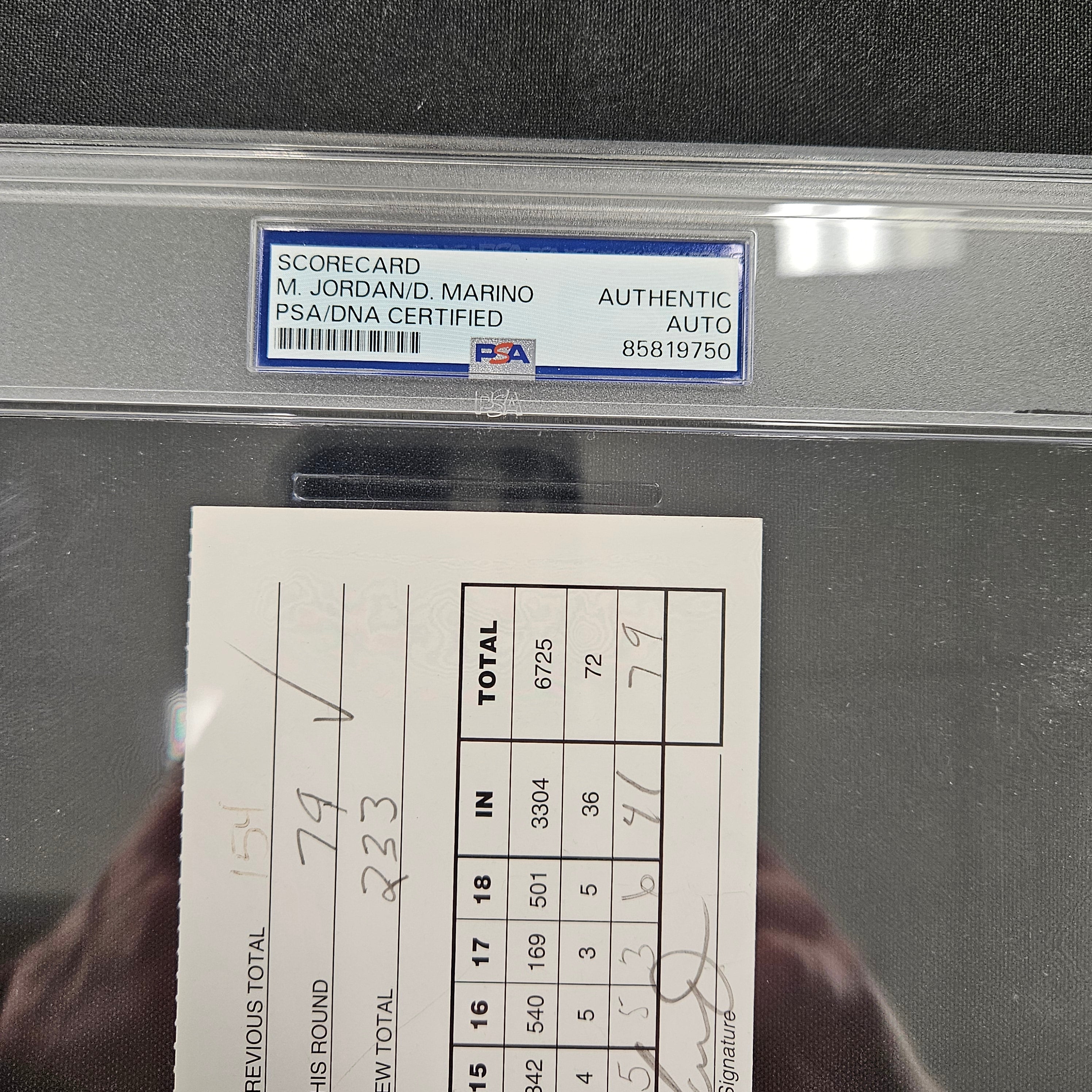 1996 Michael Jordan/Dan Marino Signed Autographed Golf Score Card PSA Authentic