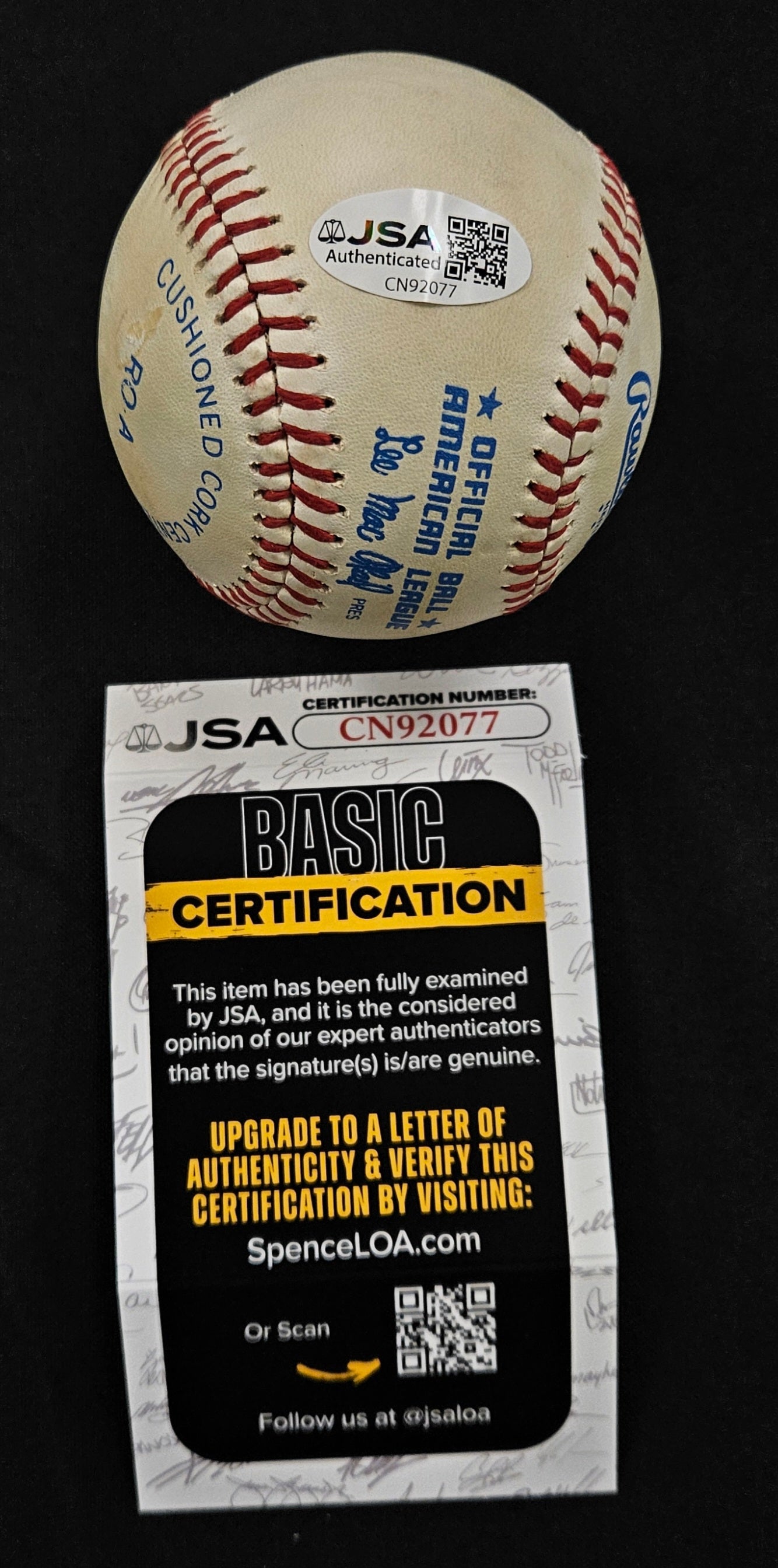 Kirk Gibson Signed Autographed Rawlings OAL Baseball JSA Authentic