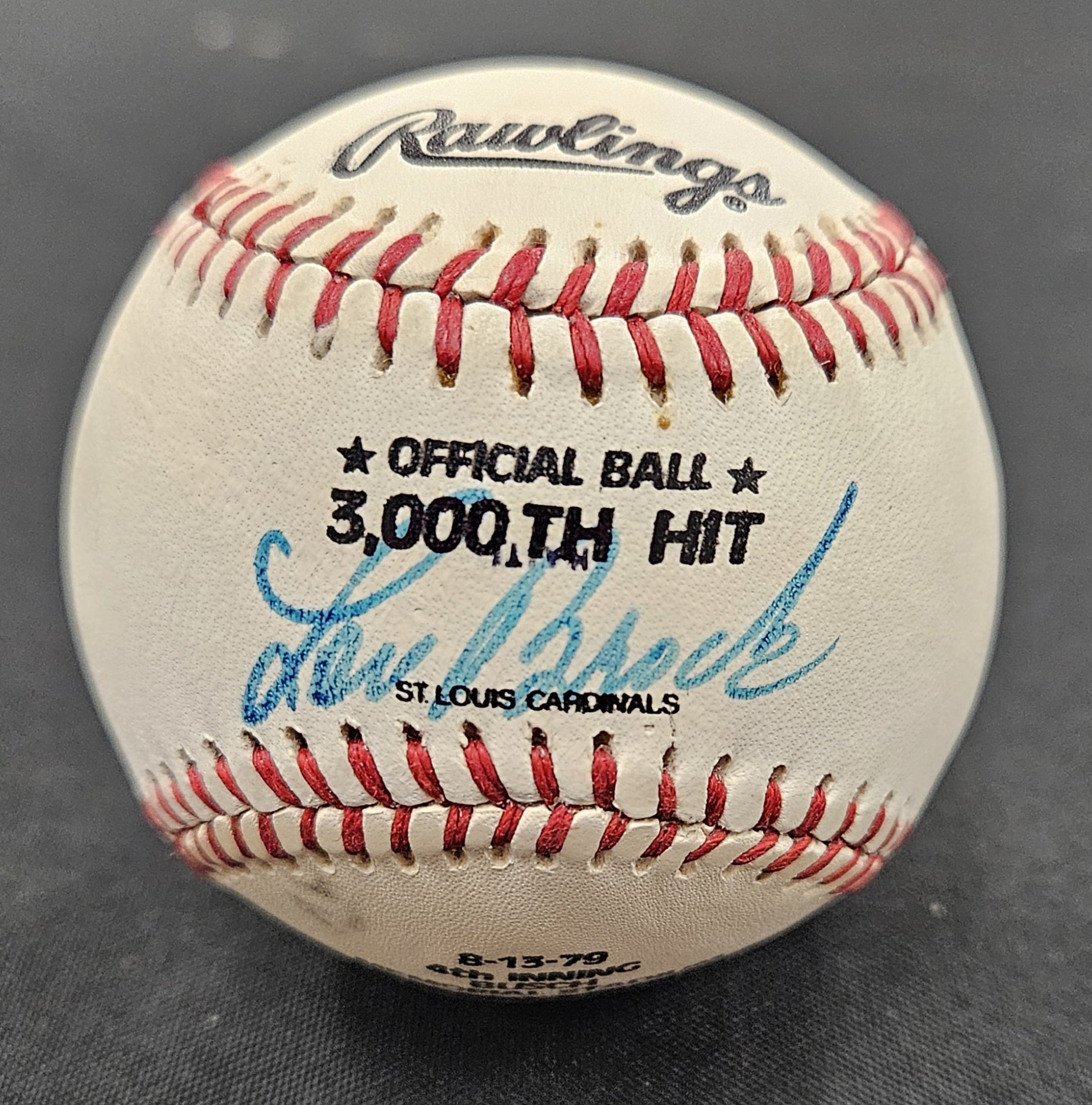 Lou Brock Signed Autographed 3000th Hit Rawlings Baseball JSA Authentic