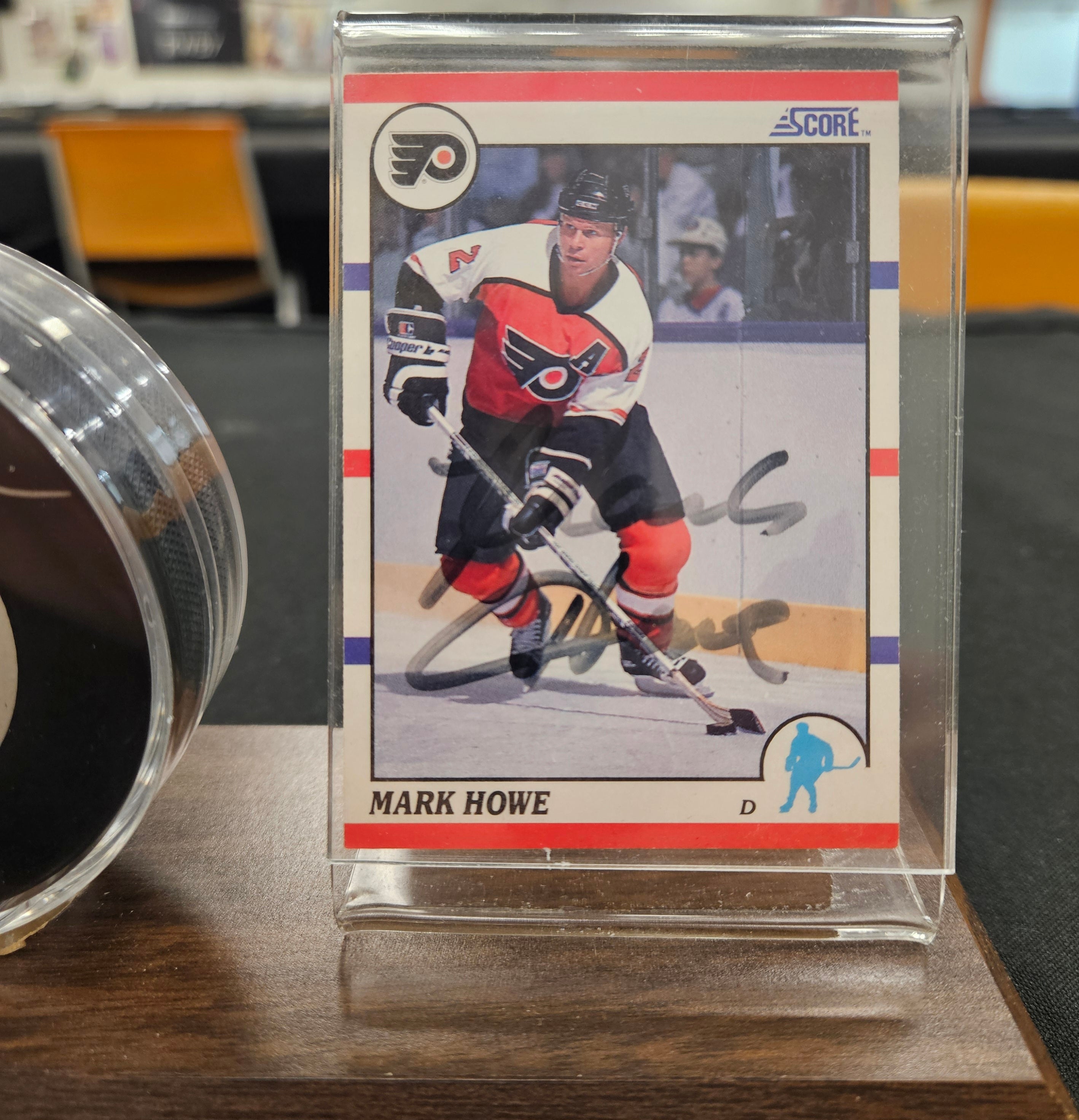 Mark Howe Signed Autographed Puck & Card #220 JSA Authentic