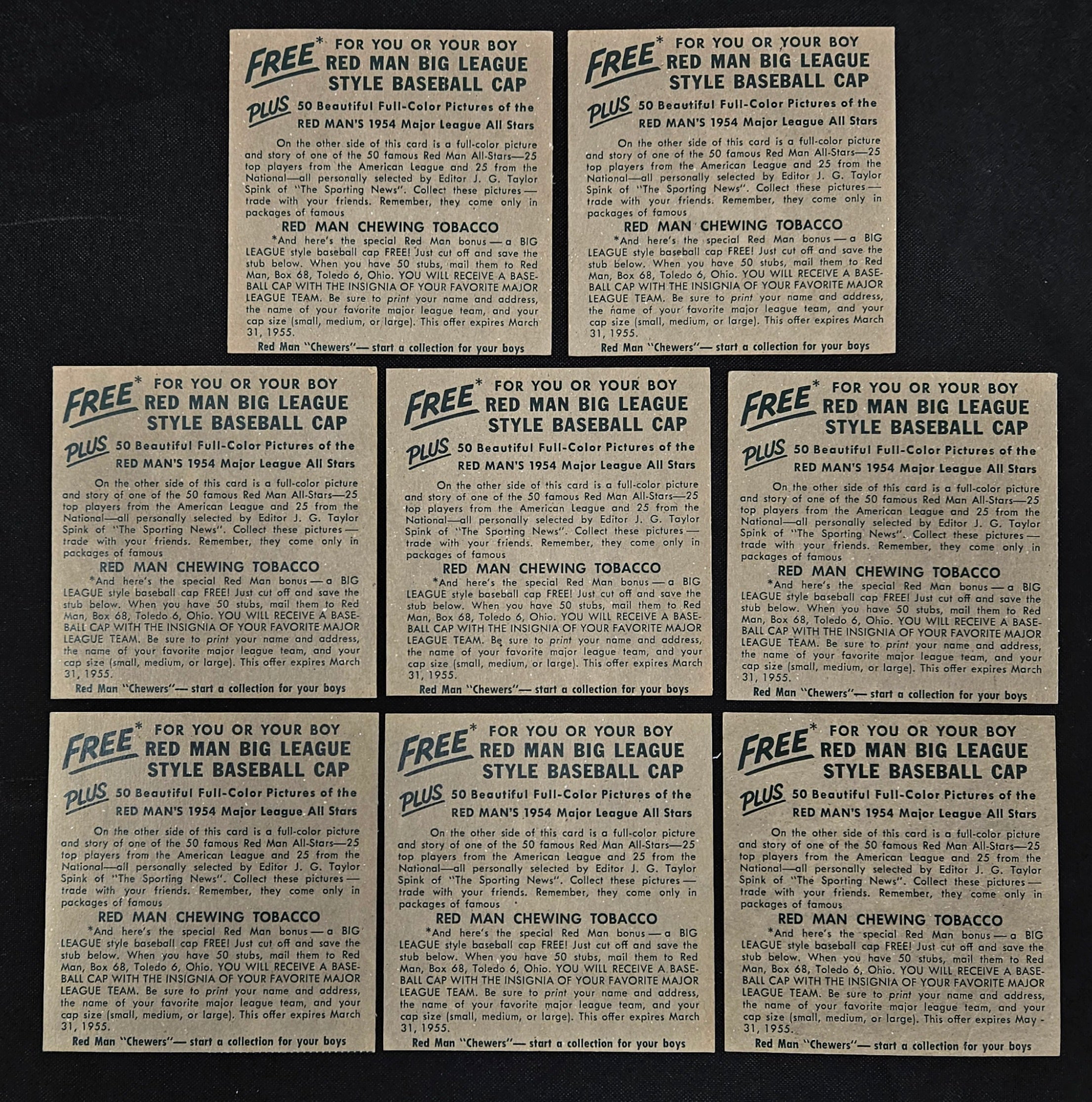 1954 Red Man Lot Of 26 No Tabs Low Grade
