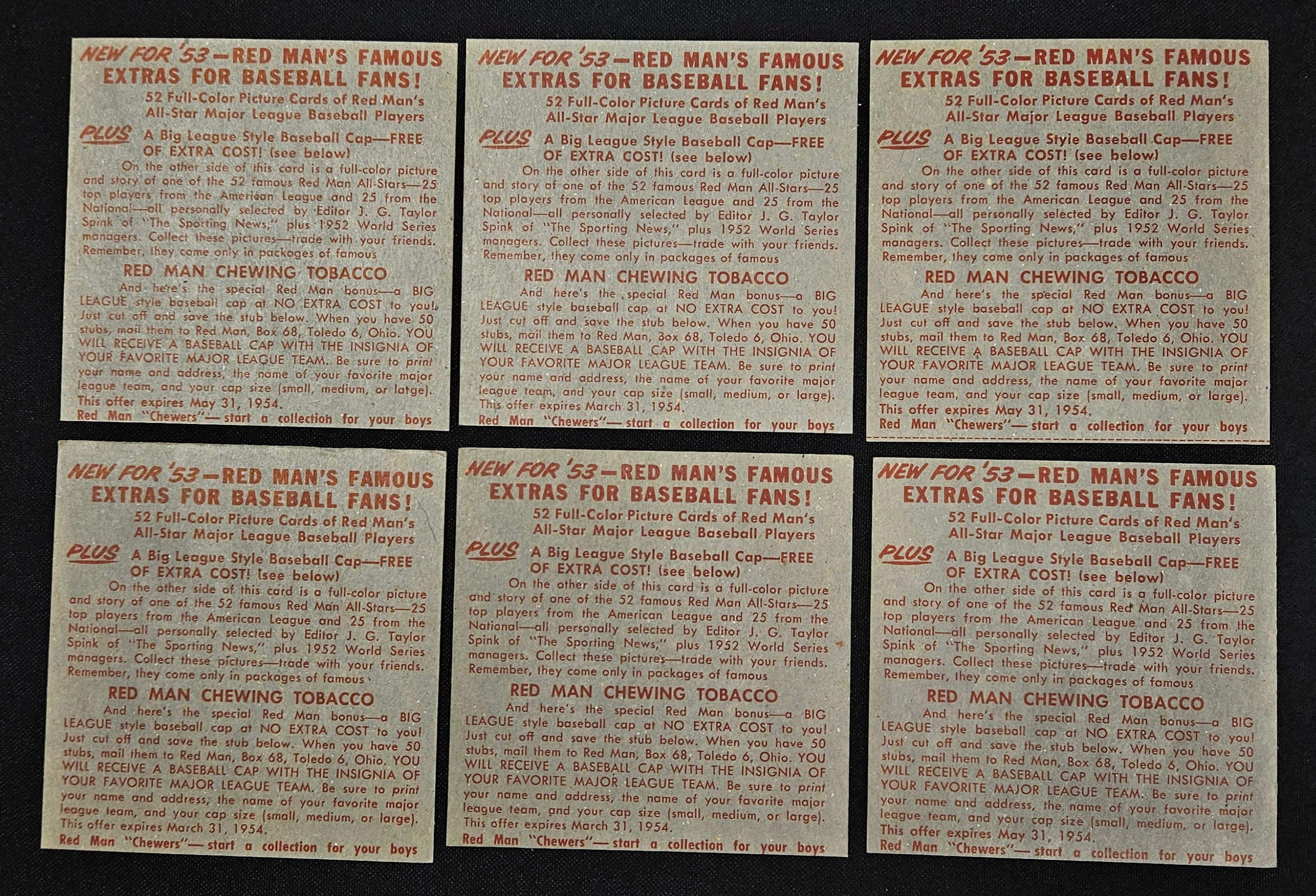 1953 Red Man Lot Of 17 No Tabs Low Grade