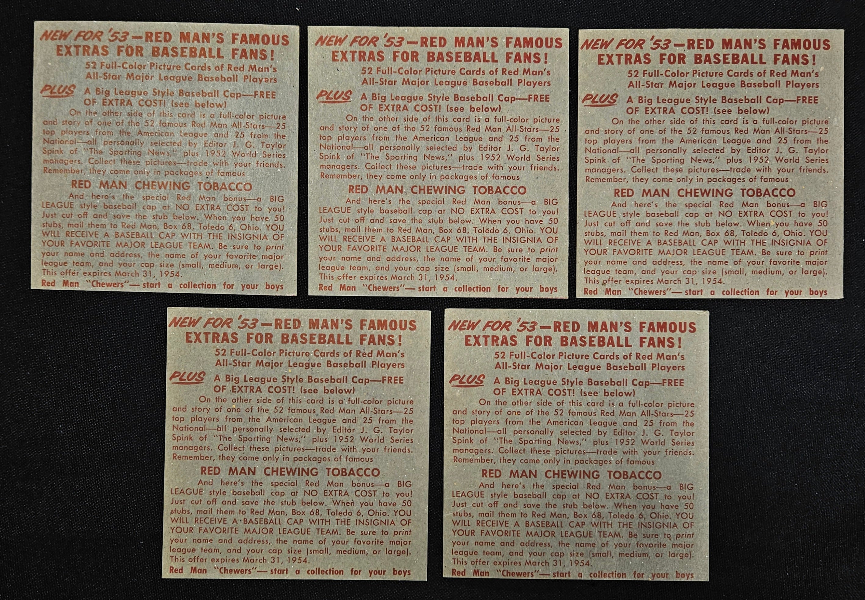 1953 Red Man Lot Of 17 No Tabs Low Grade