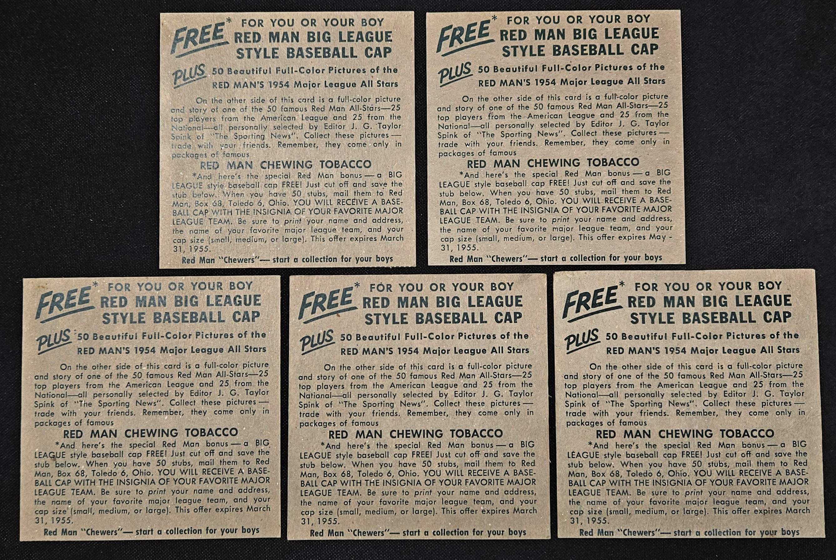 1954 Red Man Lot Of 14 Different No Tabs Low Grade
