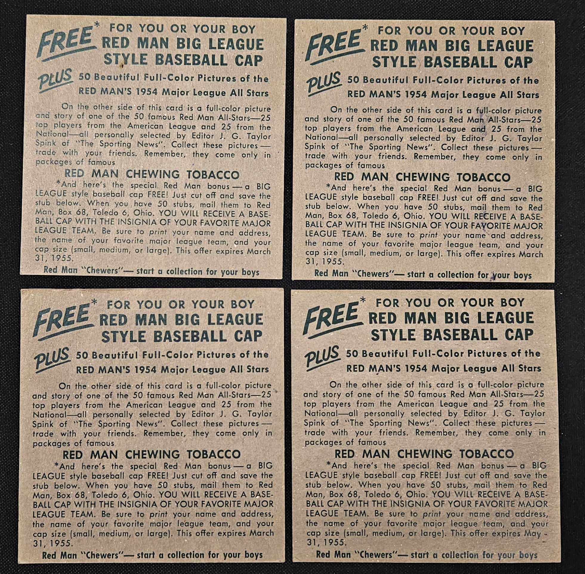 1954 Red Man Lot Of 14 Different No Tabs Low Grade