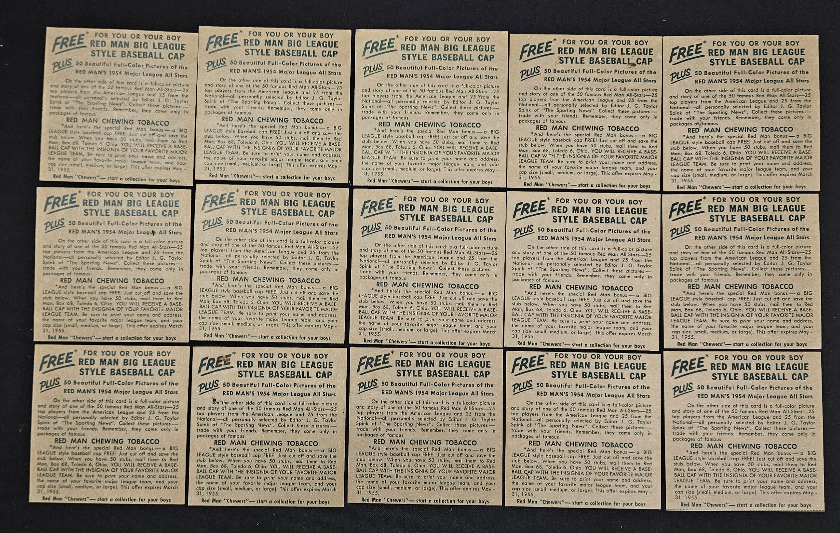 1954 Red Man Lot Of 25 Different No Tabs Low Grade